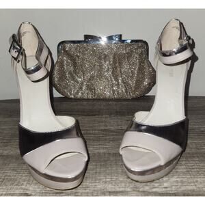 Nine West Women's Open Toe Stilletos Size 9M (With Style & Co Glitzy Purse)